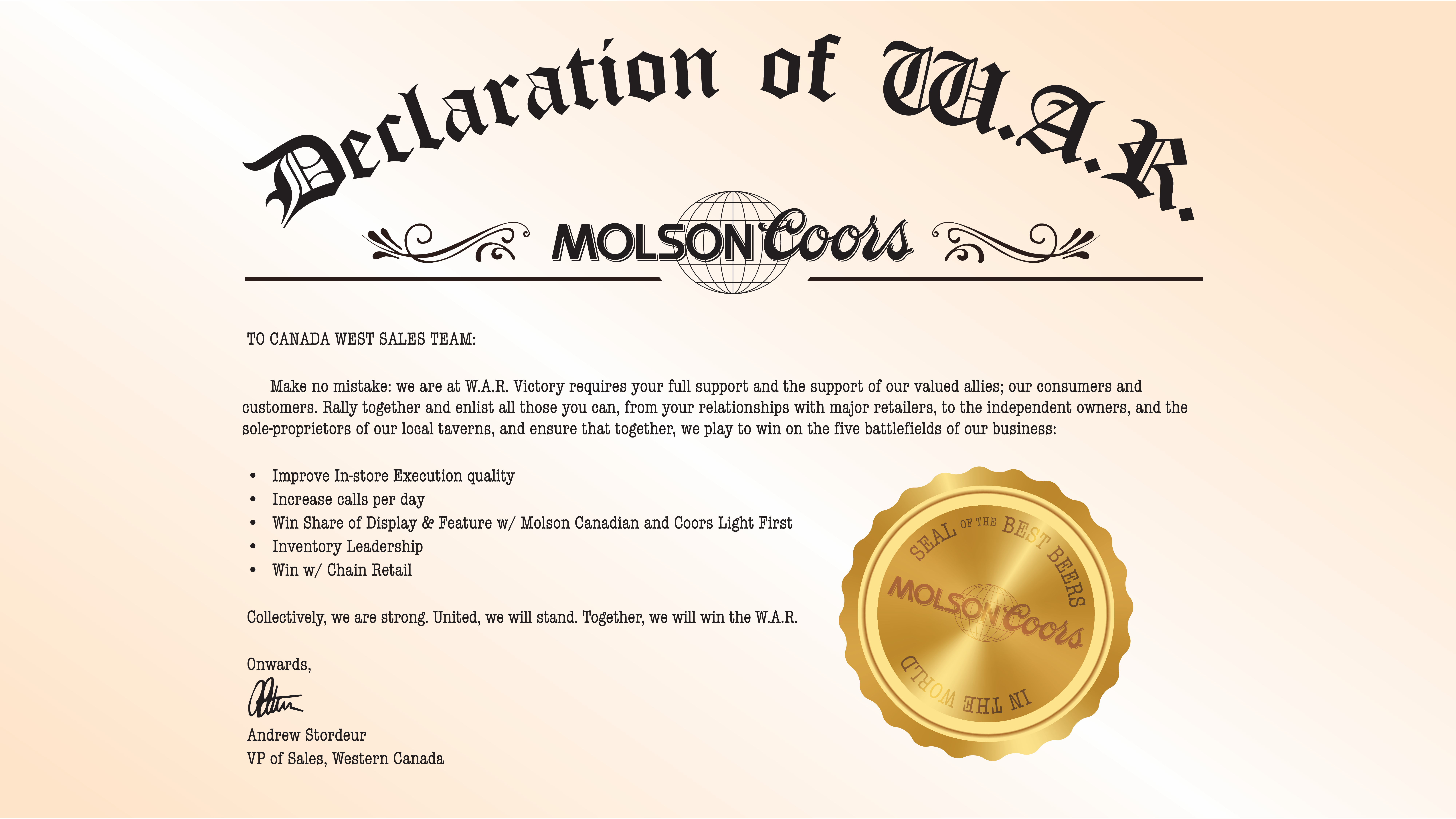 Molson Coors Declaration of W.A.R. campaign creative